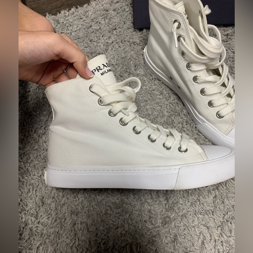 white prada high tops